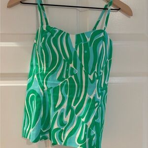 Lilly Pulitzer Green Asymmetrical Cut Out Camisole